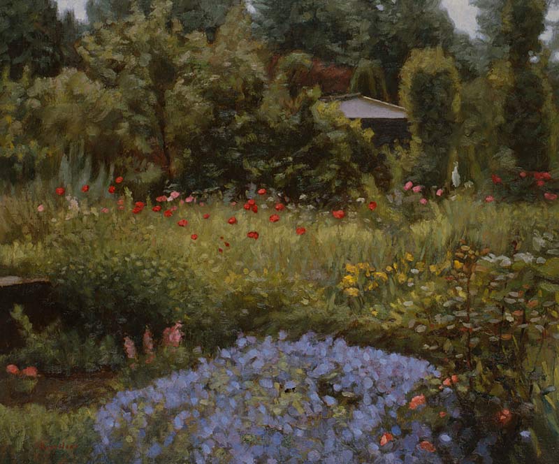 landscape: 'Wild Garden' oil on canvas by Dutch painter Frans Koppelaar.