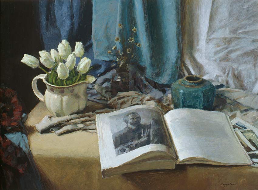 kunstwerk: 'Stilleven met Vincent' olieverf op linnen door kunstschilder Frans Koppelaar.