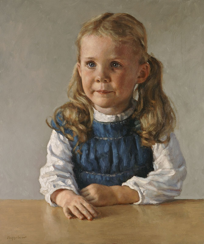 portrait: 'Noémie' oil on canvas by Dutch painter Frans Koppelaar.