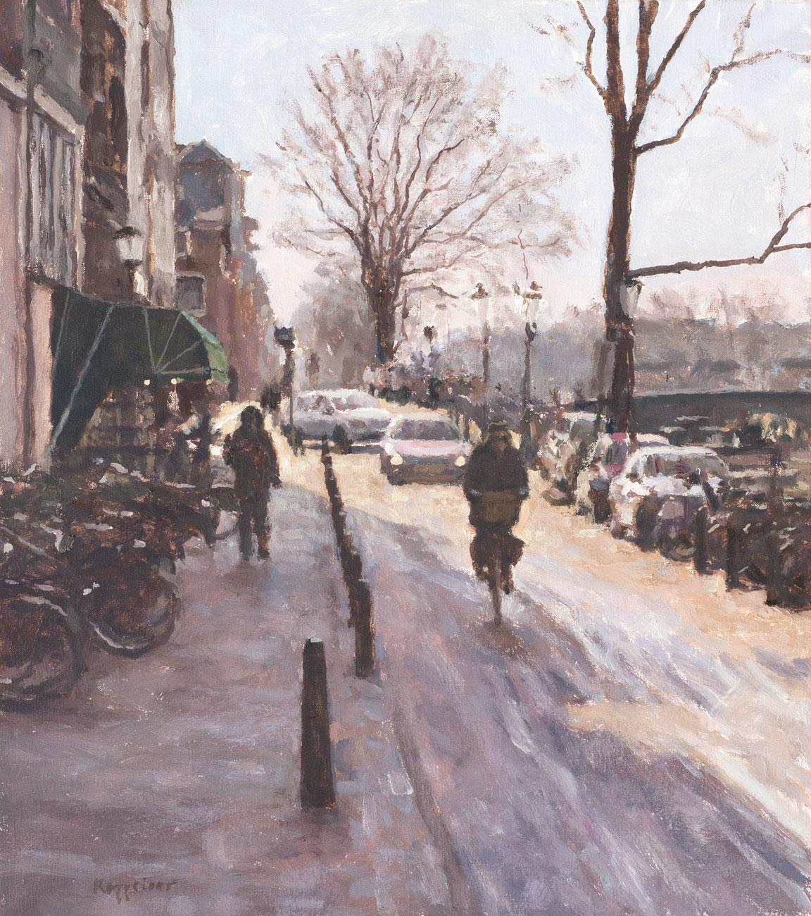 cityscape: 'Bridge 57' oil on canvas by Dutch painter Frans Koppelaar.