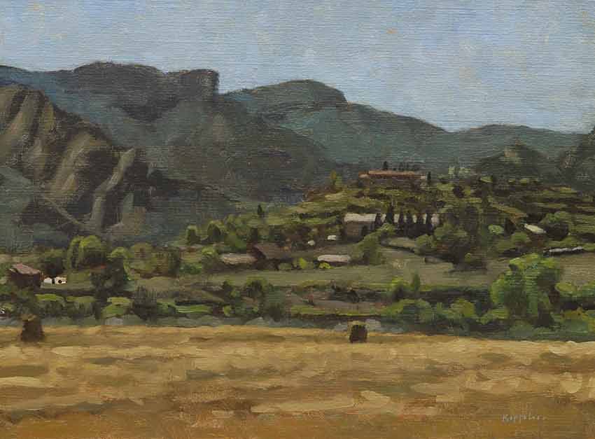 landscape: 'Catalunia' oil on canvas by Dutch painter Frans Koppelaar.
