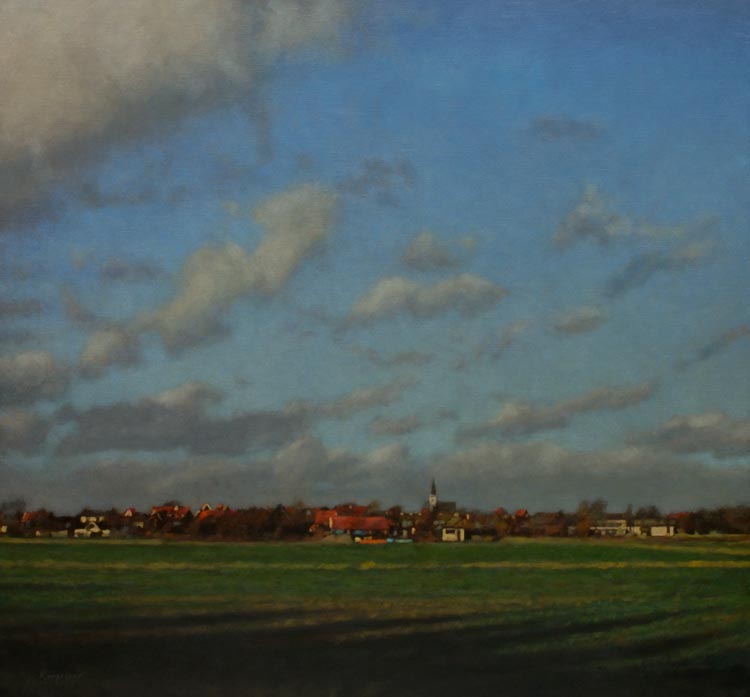 landschap: 'Den Hoorn, Texel' olieverf op linnen door kunstschilder Frans Koppelaar.