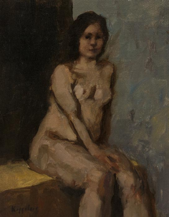 art work: 'Seated nude' oil on canvas marouflé by Dutch painter Frans Koppelaar.