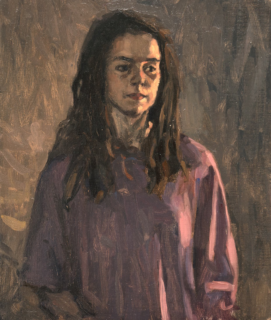 portrait: 'Girl' oil on panel by Dutch painter Frans Koppelaar.
