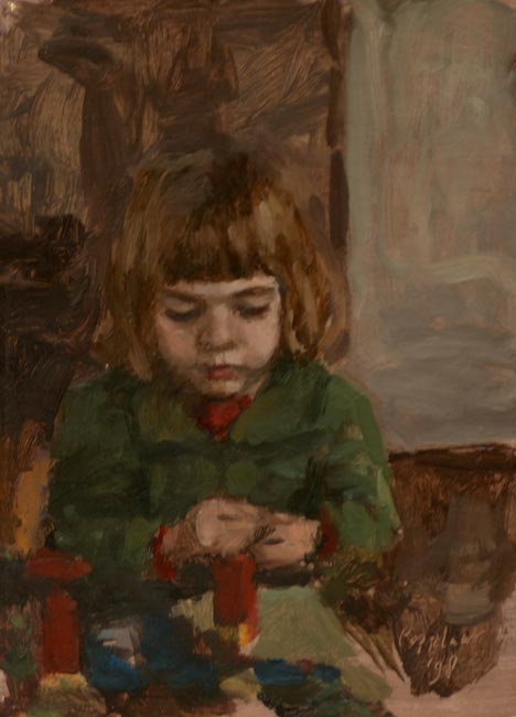 portrait: 'Ines' oil on carton by Dutch painter Frans Koppelaar.