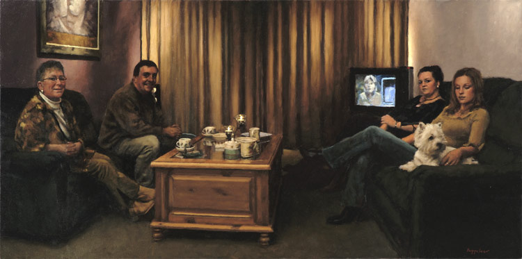 portrait: 'Family S.' oil on canvas by Dutch painter Frans Koppelaar.
