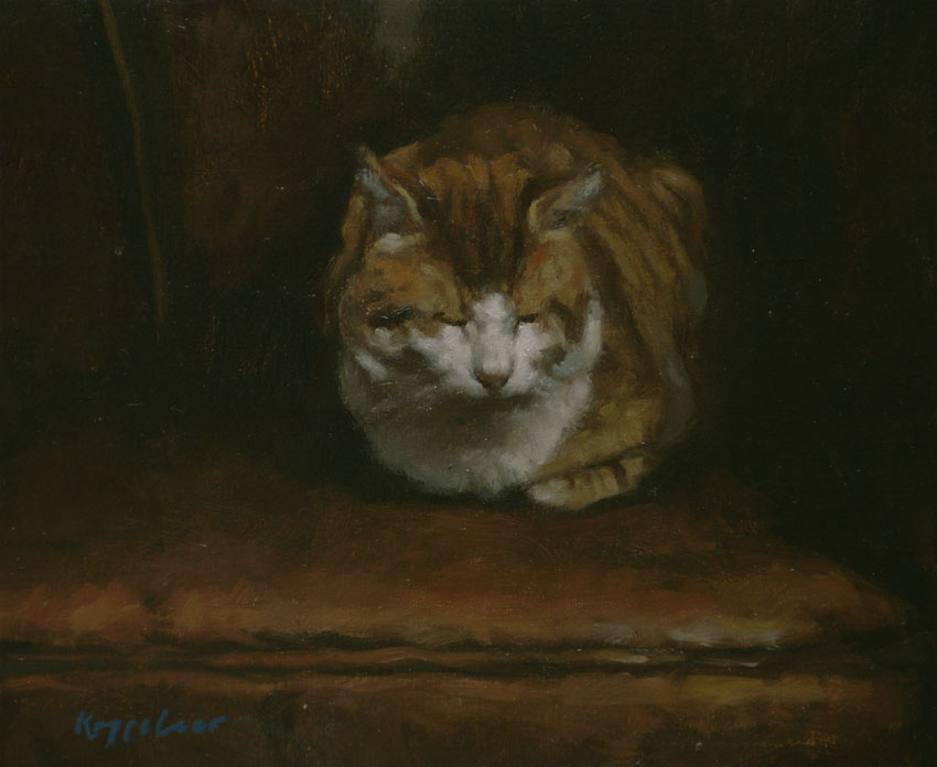 portrait: 'Tom Cat' oil on canvas by Dutch painter Frans Koppelaar.